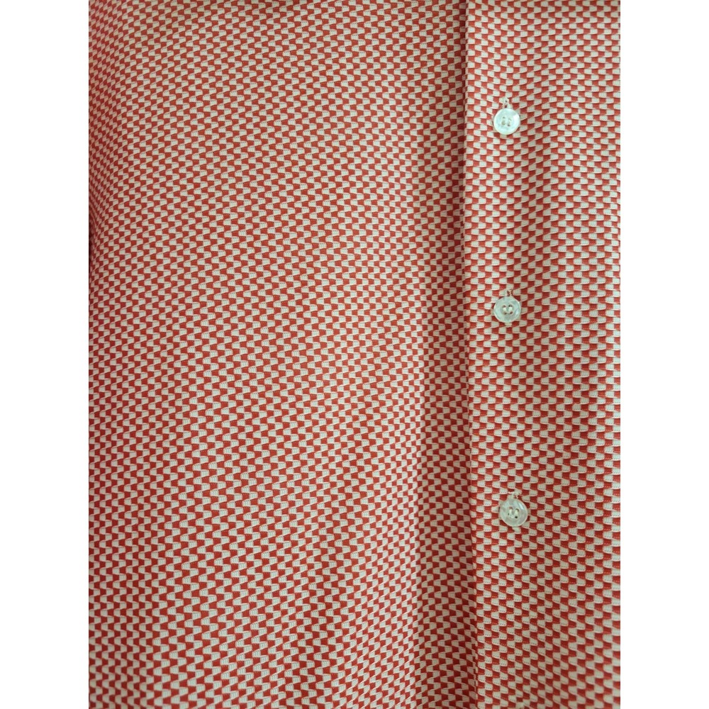 William Gary Vtg 70s Red & White Geometic Checkerboard Boho Disco Luxury Shirt - Picture 2 of 9